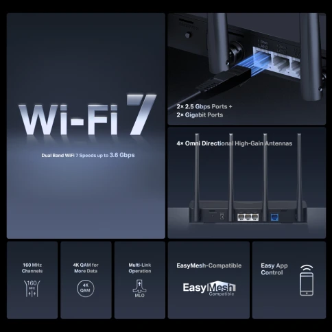 Маршрутизатор/ BE3600 Dual-Band Wi-Fi 7 Router фото 5