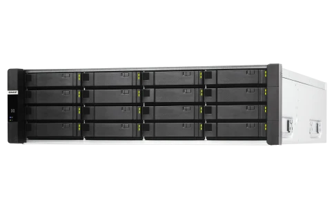 Сетевое хранилище без дисков/ Enterprise QNAP ES1686dc-2142IT-96G NAS, 16-tray SAS w/o HDD, rackmount, 2xPSU, per controller: Xeon D-2142IT 8-core 1.9 GHz processor (burst up to 3.0 GHz), 48 GB RDIMM DDR4 ECC up to 512 GB (8 x 64GB), 4xSFP+, Included rail фото 2
