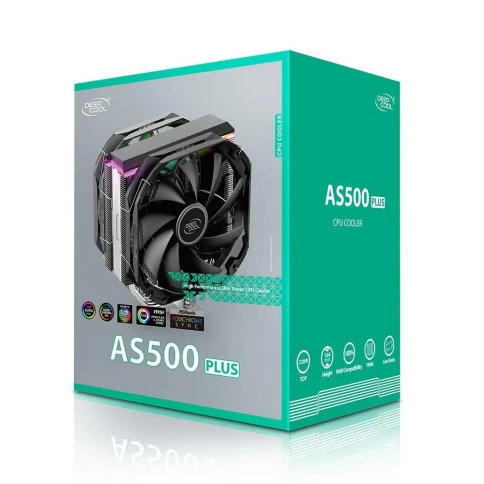 Вентилятор Deepcool AS500 PLUS RTL {6} (727071) (Height 164mm, 6mm x 5pcs, Fan 140mm*2, 500;1200RPM ±10%,  29.2 dB(A), 4-pin PWM, TDP 220W, Screw, Socket AMD AM4, Intel LGA 2066/2011-v3/2011/1700/1200/115x) {8} фото 10