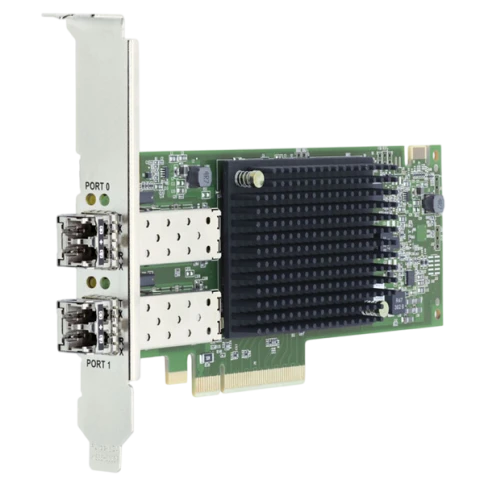 Emulex LPe35002-M2 Gen 7 (32/64GFC), 2-port,  32Gb/s, PCIe Gen4 x8, трансиверы установлены, LP+FH brackets, OEM фото 1