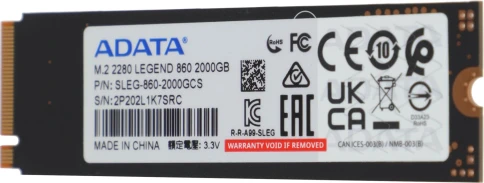 Твердотельный накопитель/ ADATA SSD LEGEND 860, 2000GB, M.2(22x80mm), NVMe 1.4, PCIe Gen 4x4, 3D NAND, R/W 6000/5000MB/s, IOPs н.д./н.д., TBW 640, DWPD 0.2 (5 лет) фото 6