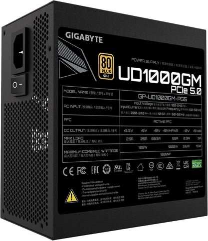 Блок питания Gigabyte ATX 1000W GP-UD1000GM PG5 Gen.5 80+ gold (20+4pin) APFC 120mm fan 8xSATA Cab Manag RTL [GP-UD1000GM PG5] фото 6