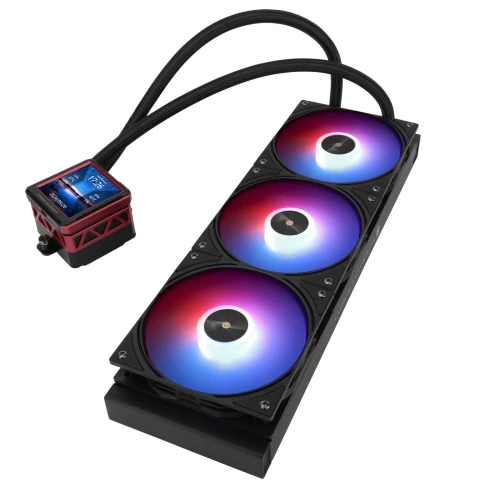 Водяное охлаждение для процессора/ Water Cooling System Thermalright Frozen Warframe 360 Ultra Black Argb (360mm, Black, ARGB/ Fans: 3x120mm, 70.84CFM, 22.1dBA, 2000RPM/ Pump height 60mm, 23dBA, 3000RPM, Rad thickness 27mm/ S: 1200, 1700, 1851, 2011, 2066 фото 3