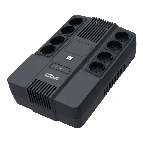 Линейно-интерактивный ИБП в плоском корпусе "Brick"/ ИБП CBR [UPS-OFK-101E-800] 800VA/480W,  Schuko CEE 7 Outlets: (x4 Battery & Surge Protected; x4 Surge Protected), LED, AVR, 12V/9Ah фото 1