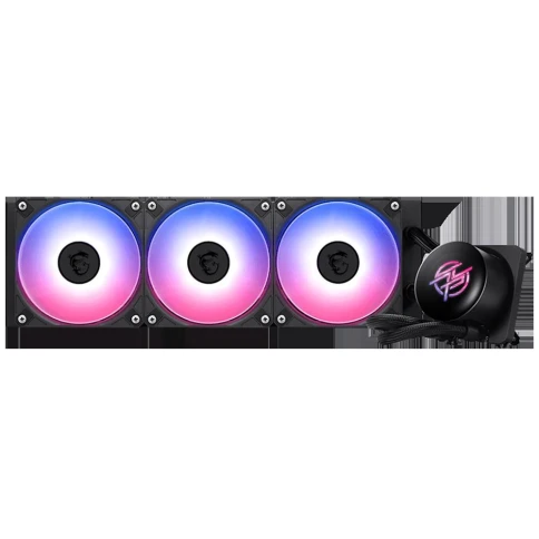 Система жидкостного охлаждения/ Water Cooling System MSI MPG CORELIQUID P13 360 (300W, 360mm, LED, Black, ARGB/ Fans: 3x120mm, 64.89CFM, 2050RPM/ Pump 20dBA, 3400RPM, Rad thickness 27mm/ S: 1851, 1700, AM5, AM4) фото 2