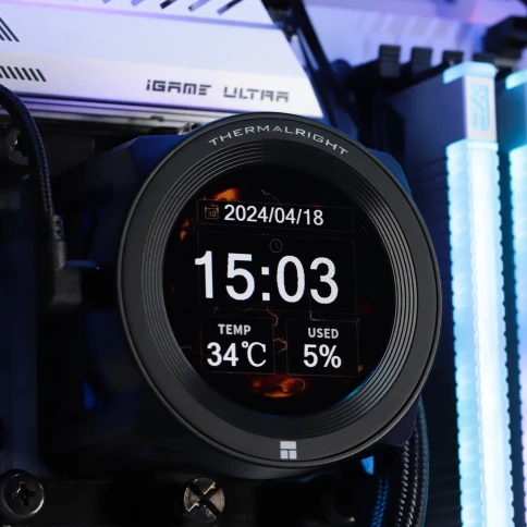 Система жидкостного охлаждения/ Water Cooling System Thermalright Core Vision 360 (360mm, LED, Black, ARGB/ Fans: 3x120mm, 72.37CFM, 27.7dBA, 2000RPM/ Pump height 66mm, Rad thickness 27mm/ S: 1700, 1200, 1851, 115X, 2011, 2066, AM5, AM4) фото 9