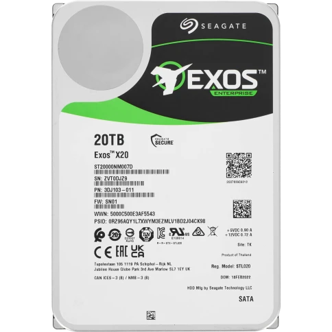 Жесткий диск/ HDD Seagate SATA3 20Tb Exos X20 7200 256Mb OFFICIAL RECERTIFIED 1 year warranty фото 1