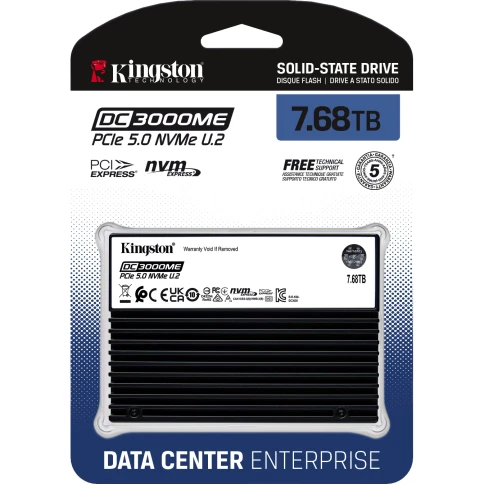 Твердотельный накопитель/ Kingston SSD DC3000ME 7680GB, U.2(2.5" 15mm), NVMe, PCIe Gen 5x4, 3D TLC, R/W 14000/10000MB/s, IOPs 2 800 000/500 000, TBW 14016, DWPD 1 (12 мес) фото 4