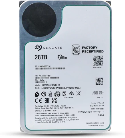 Жесткий диск/ HDD Seagate SATA 28Tb 7200 Exos 6Gb/s 512Mb OFFICIAL RECERTIFIED MTBF - 2.5M hrs 1 year warranty (replacement ST26000NM000C, ST28000NM003K, ST28000NM000C) фото 2