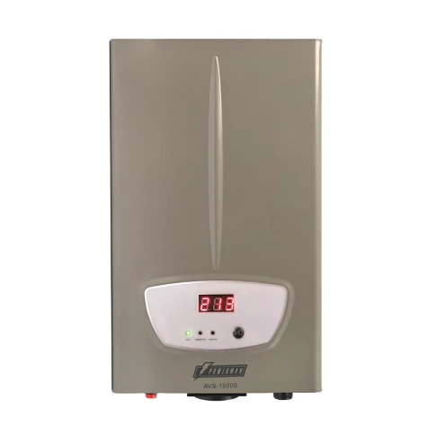 Стабилизатор напряжения/ POWERMAN AVS 1000S stabilizer, silver, step regulator, digital voltage level indicators, 1000VA, 140-260V, maximum input current 7A, 1 Euro socket, IP-20, wall-mounted, 290mm x 175mm x 68mm, 3.09 kg. фото 1