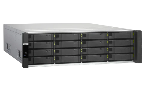 Сетевое хранилище без дисков/ Enterprise QNAP ES1686dc-2142IT-96G NAS, 16-tray SAS w/o HDD, rackmount, 2xPSU, per controller: Xeon D-2142IT 8-core 1.9 GHz processor (burst up to 3.0 GHz), 48 GB RDIMM DDR4 ECC up to 512 GB (8 x 64GB), 4xSFP+, Included rail фото 3