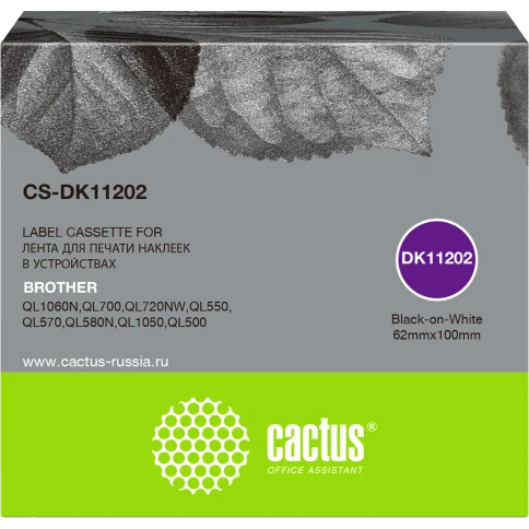 -/ Картридж ленточный Cactus CS-DK11202 DK-11202 черный для Brother P-touch QL-500, QL-550, QL-700, QL- фото 2