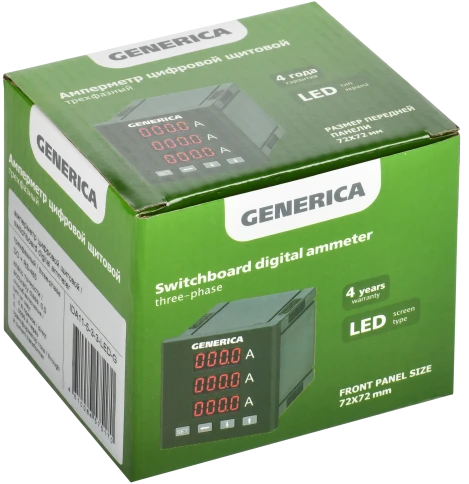 Амперметр цифр. щит. 3-ф. DO RS-485 72х72 LED GENERICA фото 2