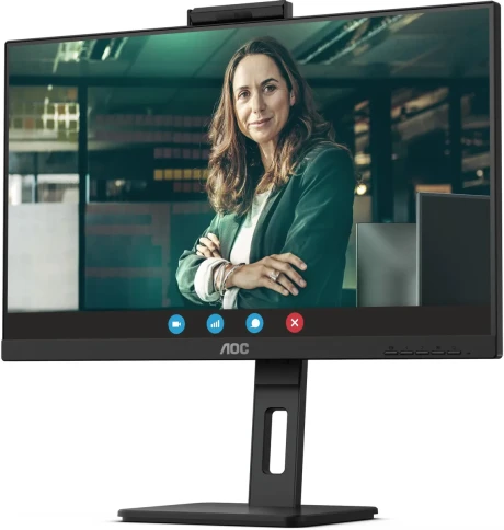 AOC Q27P3QW 27" 2560x1440, IPS, 75Hz, 50M:1, 350cd,  4ms, 2xHDMI 1.4, DisplayPort 1.2, 4xUSB 3.2, Camera 2.0mp, H. adj 150mm, pivot, Speakers, VESA, 3Y, Black фото 4