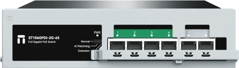 Коммутатор/ Неуправляемый PoE коммутатор Gigabit Ethernet, 4 PoE+ порта 1000 Мбит/с, 2 порта 1000 Мбит/с RJ45 Uplink, БП 65Вт фото 1