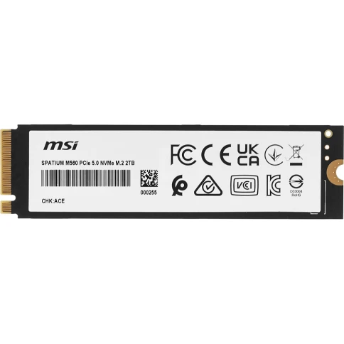 MSI SSD SPATIUM M560, 2000GB, M.2(22x80mm), NVMe, PCIe 5.0 x4, 3D TLC, R/W 10300/8700, IOPs 1 300 000/1 400 000,TBW 1200, DWPD 0.66 (5 лет) фото 5