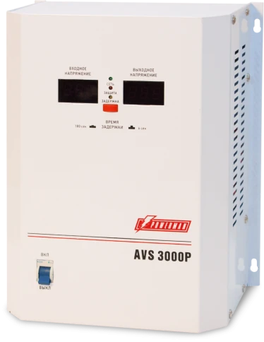 Стабилизатор POWERMAN AVS 3000P, ступенчатый регулятор, цифровые индикаторы уровней напряжения, 3000ВА, 110-260В, максимальный входной ток 20А, клеммная колодка, IP-20, навесной,   260мм х 220мм х 130мм, 7.2 кг./ Stabilizer POWERMAN AVS 3000P, step-type r фото 1