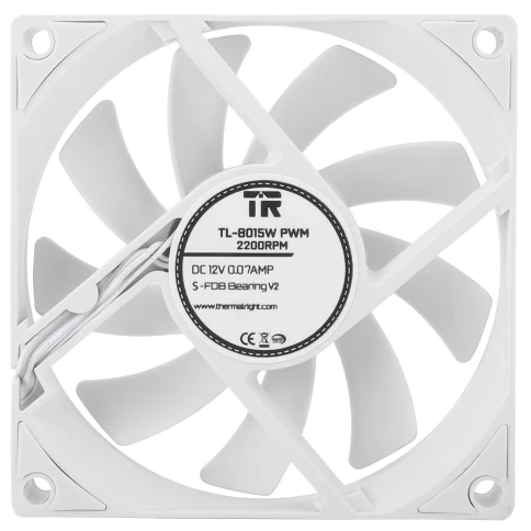 Вентилятор корпусный/ Case Cooler Thermalright TL-8015W (80x80x15mm, 4-pin PWM, 28.4CFM, 23.3dBA, 2200RPM, White) фото 6