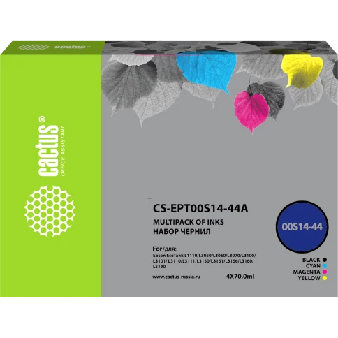 -/ Чернила Cactus CS-EPT00S14-44A 103 многоцветный набор 4x70мл для Epson L1110 Ecotank/L3100/L3101/L31 фото 4