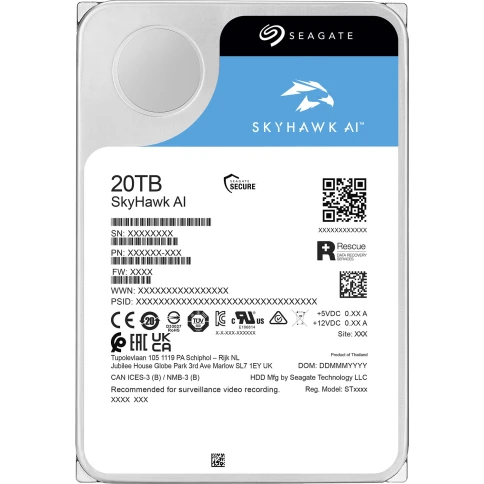Жесткий диск/ HDD Seagate SATA3 20Tb SkyHawk Al  7200 512Mb 1 year warranty (replacement ST20000VE002) фото 4