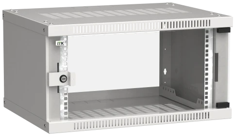 Шкаф LINEA WE 6U 600x450мм дверь стекло серый фото 2