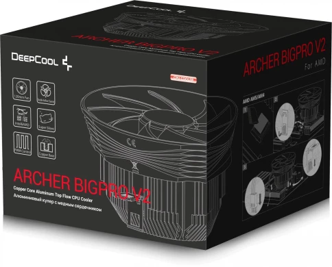 Кулер Deepcool Archer Bigpro V2 Soc-AM5/AM4/1200/1700/1851 4-pin 24-30dB Al+Cu 125W 380gr Ret (G-U-ARCHER-ARNNNN-G-3) [G-U-ARCHER-ARNNNN-G-3] фото 6