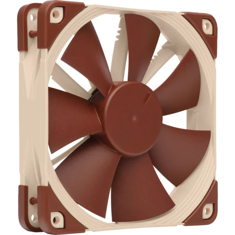 Кулер для корпуса/ Case Cooler Noctua NF-F12 5V PWM (120x120x25mm, 4-pin PWM, 54.97CFM, 22.4dBA, 1500RPM, Beige/Brown) фото 1