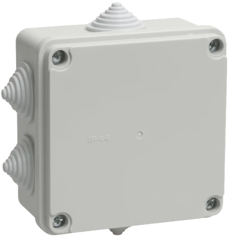 Коробка КМ41234 распаячная для о/п 100х100х50 мм IP55 (RAL7035, 6 герм фото 1