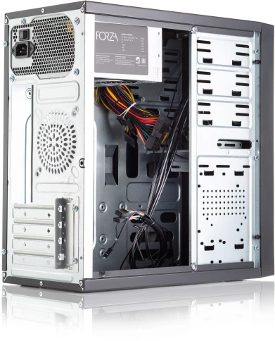 Корпус с блоком питания 450Вт./ Case Forza mATX, 450W, 2xUSB3.0, Black, w/o FAN, 12 cm fan PSU, power cord фото 3