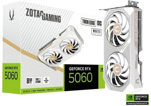 Видеокарта Zotac PCI-E 5.0 RTX 5060 TWIN EDGE OC WHITE ED NVIDIA GeForce RTX 5060 8Gb 128bit GDDR7 2527/28000 HDMIx1 DPx3 HDCP Ret фото 6