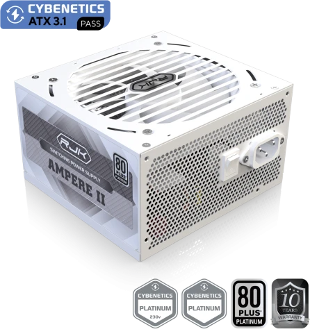 Блоки питания/ Power Supply Raijintek AMPERE II 1000, 1000W 80+ Platinum (ATX, 3.1, PCIe 5.1, Full-modular, 1x24(20+4)pin, 2x4+4-pin CPU, 3x6+2-pin PCIe, 1x12V(2x6), 10xSATA3, 5xMolex, Active, 120x120mm, 150x140x86mm, APFC, white) фото 4