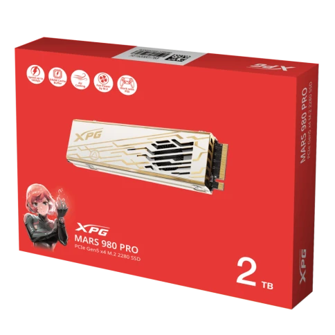 Твердотельный накопитель/ ADATA SSD XPG MARS 980 PRO, 2000GB, M.2(22x80mm), NVMe, PCIe 5.0 x4, 3D NAND, R/W 14000/13000MB/s, IOPs 2 000 000/1 650 000, TBW 1480, DWPD 0.4, with Heat Sink (5 лет) фото 8