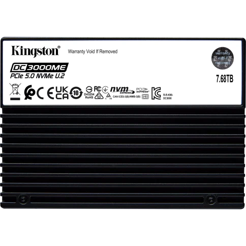 Твердотельный накопитель/ Kingston SSD DC3000ME 7680GB, U.2(2.5" 15mm), NVMe, PCIe Gen 5x4, 3D TLC, R/W 14000/10000MB/s, IOPs 2 800 000/500 000, TBW 14016, DWPD 1 (12 мес) фото 1