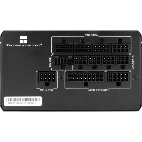 Блок питания 1000W/ Power Supply Thermalright, 1000W 80+ Gold (ATX, 3.1, PCIe 5.1, Full modular, 1x24(20+4)pin 600mm, 2xCPU 8(4+4)pin 650mm, 3xPCIe*2 8(6+2)pin 650+150mm, 1x12V-2x6, 7xSATA, 6xMOLEX4pin, Active, 120x120mm, 150x140x85mm, APFC, black) фото 2