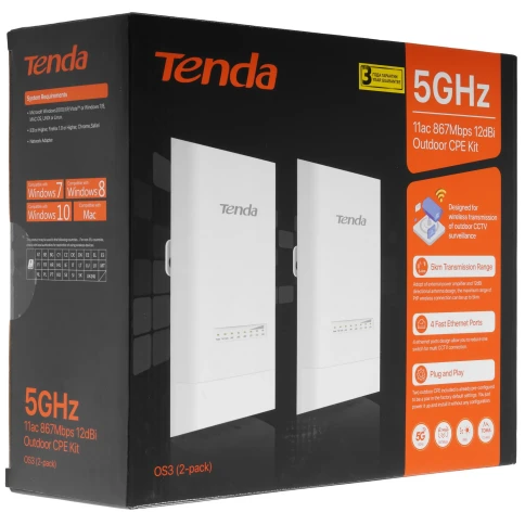 Точка доступа/ Tenda OS3 (2-pack) Наружная точка доступа (комплект 2 шт), 5 ГГц, до 867 Мбит/с, внешняя антенна 1x12dBi, IP65, PoE фото 9