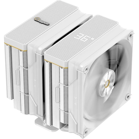 Кулер для процессора/ CPU Cooler Ocypus Iota A62 WH (260W, 4-pin PWM, LED temp., 158mm, Al/Cu, 6x6mm, 2x120mm, 77CFM, 29dBA, 2000RPM, S: 1851/1700/1200/115X, AM5/AM4, white) фото 1