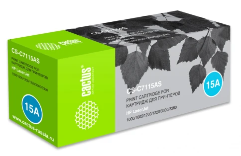 -/ Картридж лазерный Cactus CS-C7115AS C7115A черный (2500стр.) для HP LJ 1000/1005/1200 фото 1
