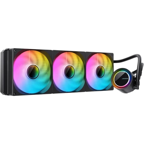 Система жидкостного охлаждения/ Water Cooling System JONSBO TG-420 ARGB Black (300W, 420mm, Black, ARGB/ Fans: 3x140mm, 93.73CFM, 36.2dBA, 1800RPM/ Pump height 54.55mm, 30dBA, 2400RPM, Rad thickness 54.5mm/ S: 1851, 1700, 1200, 115X, AM5, AM4) фото 1