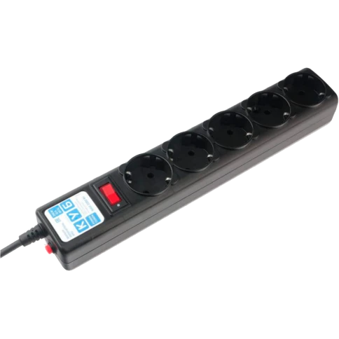 Фильтр-удлинитель Power Cube 3,0 м 5 розеток (черный графит) 10А/2,2кВт/ Surge protector Power Cube 3.0 m 5 outlets (Black graffite) 10A / 2.2kW фото 1