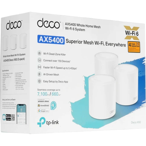 Маршрутизатор/ AX5400 Whole Home Mesh Wi-Fi System, WiFI 6, 2402Mbps at 5G and 574Mbps at 2.4G, 2 Giga ports of each unit фото 8