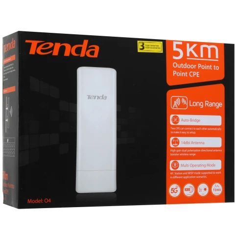 Точка доступа/ Tenda O4 Наружная точка доступа, 5 ГГц, до 300 Мбит/с, внутренняя антенна 1x14dBi, IP65, PoE, LAN 1x100 Мбит/с фото 7