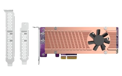 Плата расширения/ QNAP QM2-2P-244A 2 x M.2 22110 or 2280 PCIe (Gen2 x 4) NVMe SSD slots  expansion card, Low-profile bracket pre-loaded, Low-profile flat and Full-height are bundled (shorter version to support TVS-x82/TS-x77 PCIe slot 2 & slot 3) фото 5