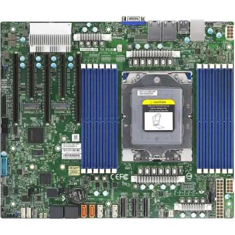 Системная плата/ Supermicro MBD-H13SSL-NT-B, ATX,  1xSP5 AMD EPYC 9004/9005, 12x DIMM DDR5 6000 MT/s, AST2600, 8x SATA3, 3x PCIe 5.0 x16 slots, 2x PCIe 5.0 x8 slots, 2x M.2 PCIe 5.0 x4 SATA/NVMe (M-key 2280/22110), 2x 10GBase-T LAN Ports via Broadcom BCM5 фото 1