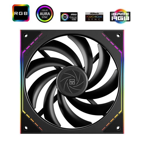 Кулер для корпуса/ Case Cooler Thermalright TL-M14 (140x144x25mm, 4-pin PWM, ARGB, 88.75CFM, 23.7dBA, 1500RPM, Black) фото 9