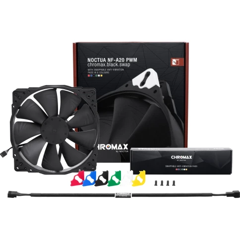 Кулер для корпуса/ Case Cooler Noctua NF-A20 PWM chromax.black.swap (200x200x30mm, 4-pin PWM, 86.46CFM, 18.1dBA, 800RPM, Black) фото 3