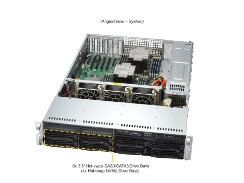 Серверная платформа/ SYS-621P-TRT (bundle6): 2U / 2x LGA-4677 / 16x DDR5 RDIMM / 8x3.5 SATA/SAS*/NVME* / 4 PCIe 5.0 x16 LP / 2 PCIe 5.0 x8 LP / 2x PCIe 4.0 x2 NVMe M.2 / 2-Port 10GbE RJ45 / TPM / 2x 1200W Power фото 2