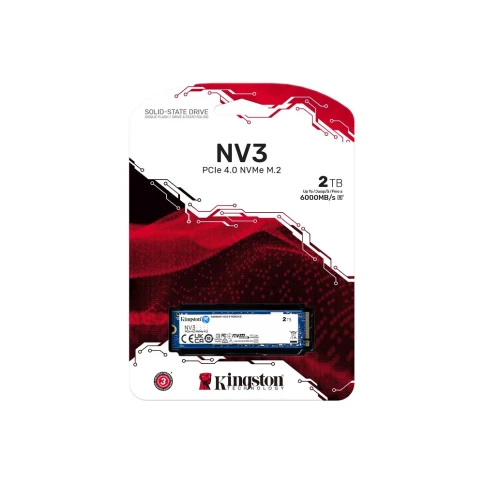 Твердотельный накопитель/ Kingston SSD NV3, 2000GB, M.2(22x80mm), NVMe, PCIe 4.0 x4, 3D TLC, R/W 6000/5000MB/s, TBW 640, DWPD 0.2 (60 мес) фото 3