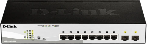 Коммутатор/ Настраиваемый L2 PoE-коммутатор, 8x1000Base-T PoE, 2х1000Base-X SFP, PoE-бюджет 65 Вт, упрощенный интерфейс CLI фото 1