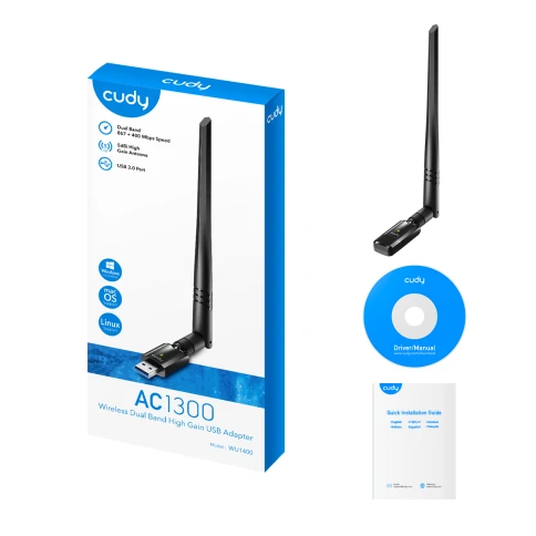 Адаптер Wi-Fi/ 1300Mbps High Gain Wi-Fi USB 3.0 Adapter, 802.11ac/a/b/g/n, 867Mbps at 5GHz + 400Mbps at 2.4GHz, 1 high gain detachable antenna, USB 3.0 фото 6