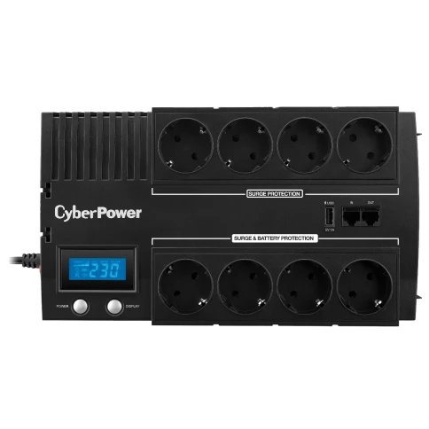 ИБП CyberPower BR1200ELCD, Line-Interactive, 1200VA/720W, 8 Schuko розеток, USB&USB Charger, RJ11/RJ45, LCD дисплей, Black, 0.33х0.2х0.01м., 9кг./ UPS Line-Interactive CyberPower BR1200ELCD 1200VA/720W USB/RJ11/45/charger A/С  (4+4 EURO) фото 2